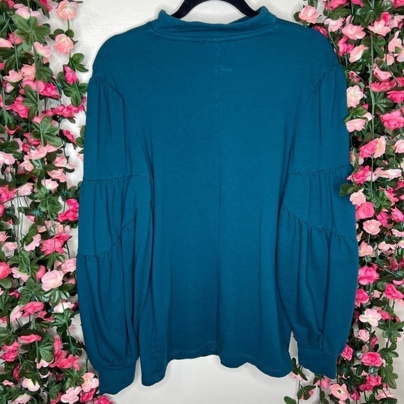 Isabel Maternity Blue Turquoise Layered Puff Sleeve Womens Blouse S Pregnancy - Picture 2 of 9